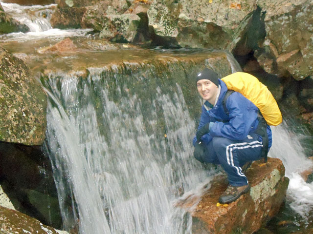 The renowned Gorge Path Falls, approximately three feet in height.